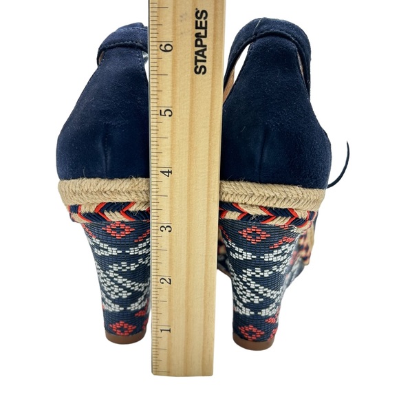Cabi Isla Navy Blue Platform Wedge Tassel Tie Up Aztec Tribal Heel w Jute Size 8 - Picture 6 of 8